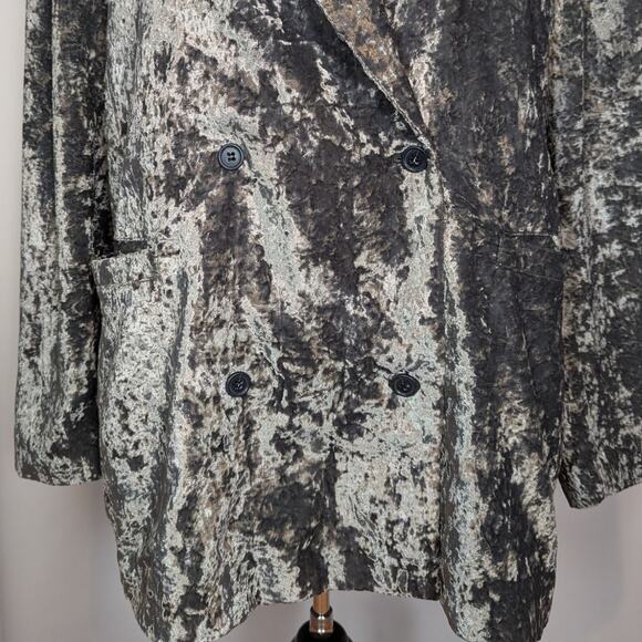 Treasure & Bond Double Breasted Crushed Velvet Blazer Gray Size 2X - Picture 11 of 14